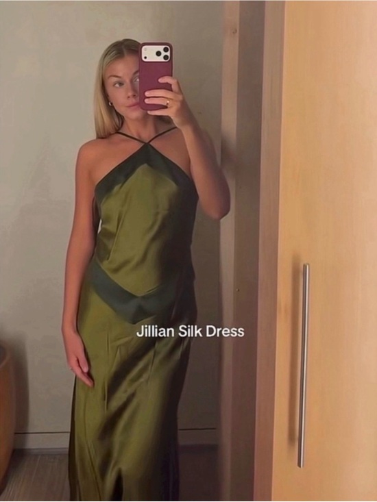 Reformation Dresses & Skirts - REFORMATION Jillian Silk Dress in Pear 6
